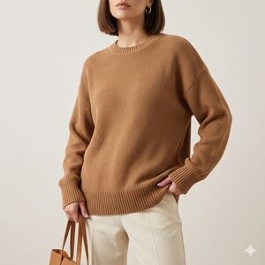 ​Matty M 100% Cotton Crewneck Sweater in Cognac Beachy Neutal Knit